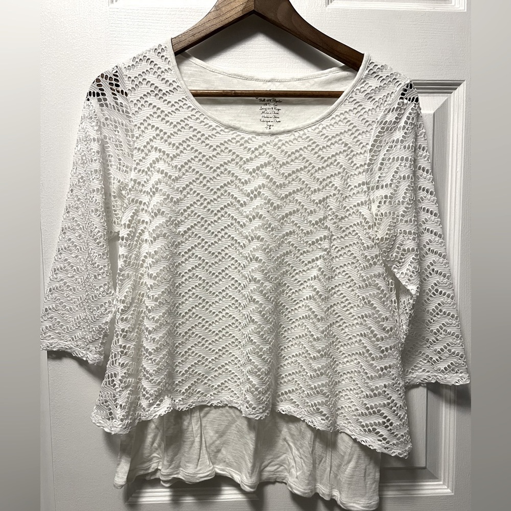 Chico’s White 3/4 Sleeve Top, Women’s 0